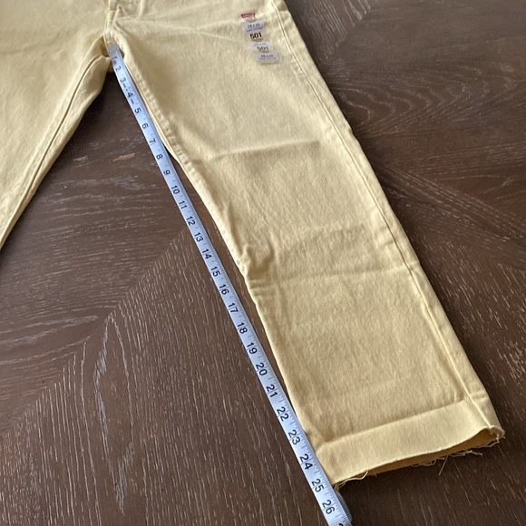 Levi’s 501 Original 100% Cotton Cropped Hi-Rise Straight Leg yellow jeans 38x26 - Picture 14 of 14